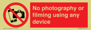 No photography or filming using any device